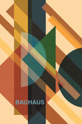 Geometric design with Bauhaus text on a beige background